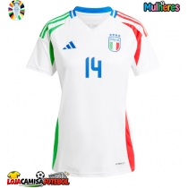 Camisa de Futebol Itália Federico Chiesa #14 Equipamento Secundário Mulheres Europeu 2024 Manga Curta